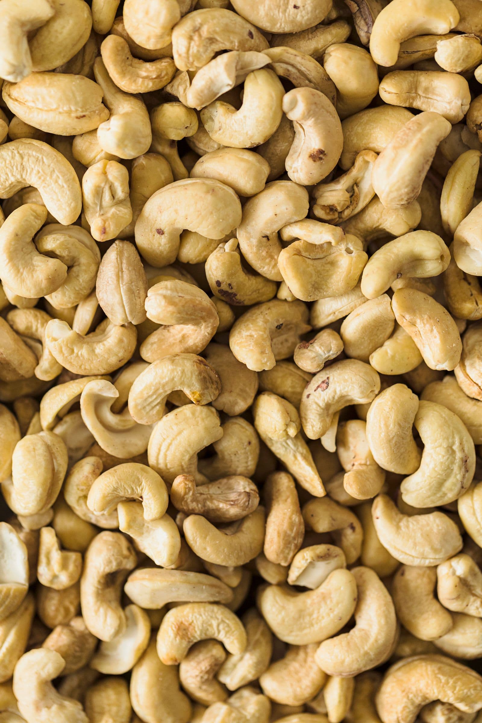 Raw cashew nuts piled up, ready to soak for the homemade yogurt.