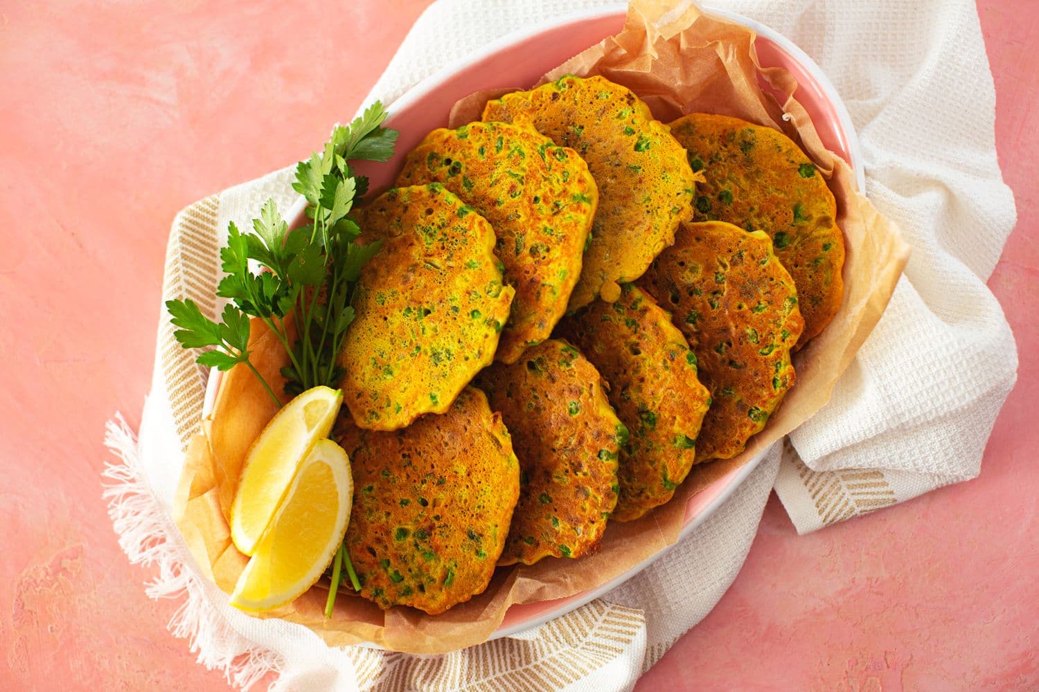 Gluten-free chickpea patties packed with green veggies and fresh herbs